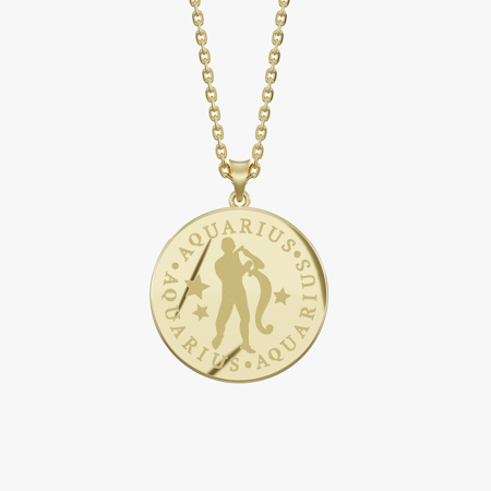 Aquarius Birth Month Gold Pendant